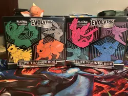 Pokemon TCG Sword & Shield Evolving Skies Elite Trainer Box Set of 2 ETBs Sealed - Image 1