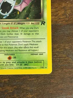 Dark Golbat 7/82 Team Rocket Unlimited Holo Rare Pokemon TCG - Image 4