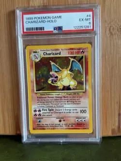 1999 Pokemon Charizard Holo Card #4 EX-MT 6 PSA Graded Collection - Image 3
