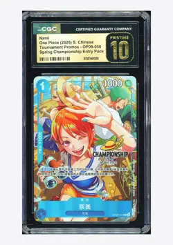 One Piece CGC 10 PRISTINE Nami R Promo 2025 OP09-050 Championship Chinese - Image 1