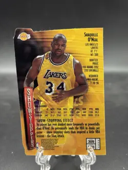 1997-98 Topps Finest #309 Shaquille O'Neal Rare Showstoppers Die-Cut Lakers R120 - Image 2