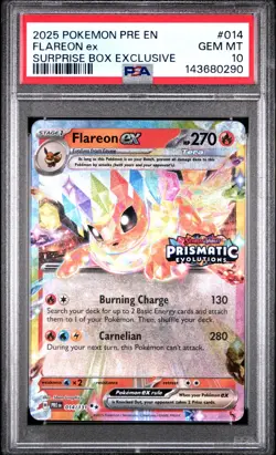 2025 Pokemon SV Prismatic Evolutions - Promos #014/131 Flareon ex PSA 10 STAMPED - Image 1