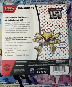 TCG Scarlet & Violet Alakazam EX Pokemon 151 Collection Box, Sealed 820650855269 - Image 2