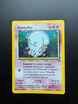 Pokemon TCG Wobbuffet Neo Discovery Holo Rare Card 16/75 Near Mint - Image 1