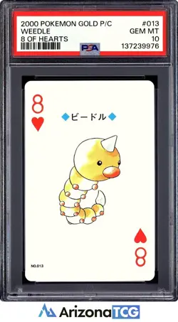 Pokemon 2000 Weedle 013 8 Of Hearts Gold Playing Card Japanese GEM MINT PSA 10 - Image 1