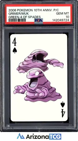 Pokemon 2006 Grimer/Muk 4 Of Spades Green 10th Anniversary Playing Cards PSA 10 - Image 1