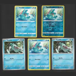 Totodile Pokemon Card Collection Set of 5 English Cards Cute Reverse Holo Water - Image 1