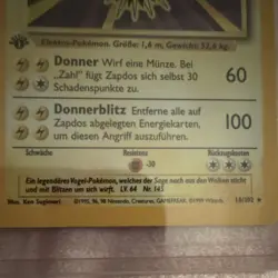 Zapdos 16/102 Base Set 1st Edition Holo Rare German Pokemon TCG Card - Image 3