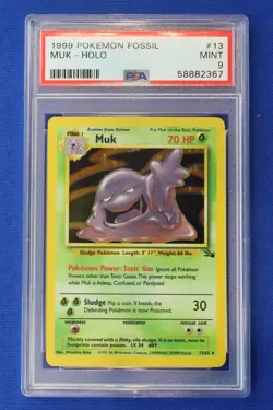 1999 Pokemon Fossil #13 MUK HOLO Card TCG PSA MINT 9 Graded Vintage Rare 13/62 - Image 1