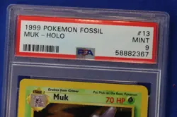 1999 Pokemon Fossil #13 MUK HOLO Card TCG PSA MINT 9 Graded Vintage Rare 13/62 - Image 3