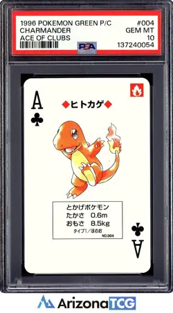 Pokemon 1996 Charmander 004 Ace Of Clubs Green Playing Card Japanese PSA 10 - Image 1