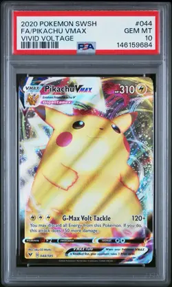 Pokemon TCG Pikachu VMAX 044/185 Vivid Voltage Ultra Rare (Full Art) Card PSA 10 - Image 1