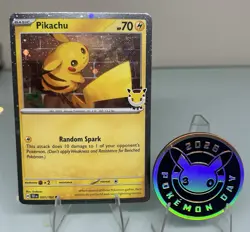 Pokemon TCG - 2026 Pokemon Day Cosmos Holo Stamped Pikachu 051/162 Card and Coin - Image 1
