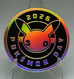 Pokemon TCG - 2026 Pokemon Day Cosmos Holo Stamped Pikachu 051/162 Card and Coin - Image 3