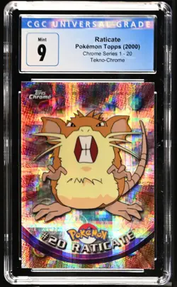 Pokemon Card Raticate #20 Tekno Topps Chrome Series 1 CGC 9 ( POP 1 ) - Image 1