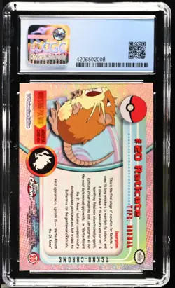 Pokemon Card Raticate #20 Tekno Topps Chrome Series 1 CGC 9 ( POP 1 ) - Image 2