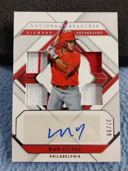 2023 NATIONAL TREASURES HAO-YU LEE QUAD PATCH AUTO 37/99 PHILADELPHIA PHILLIES - Image 1