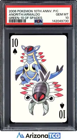 Pokemon 2006 Anorith/Armaldo 10 Of Spades 10th Anniversary Playing Cards PSA 10 - Image 1