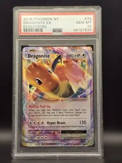 PSA 10 2016 POKEMON XY EVOLUTIONS DRAGONITE EX #72/108 ULTRA RARE HOLO - Image 1