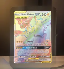 NEW Pikachu & Zekrom GX TAG TEAM GX Secret Rare 184/181 SM-Team Up Holo Pokemon - Image 1