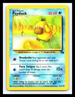 💥 Psyduck Fossil Rare Non Holo Pokemon 1999 Vintage # 53/62 - Image 1