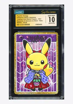 Pokemon CGC 10 GEM AUTO 10 Psychic Energy Holo Pikachu Msing 2023 #PSY CLK JPN - Image 1