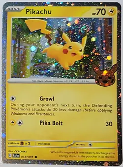 Swirl 🌀 Pikachu 018 Cosmos Holo Bleed Error Rare Pokemon TCG ✨ Stamped 14 - Image 1