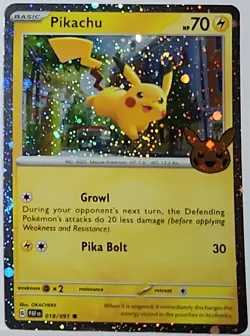 Swirl 🌀 Pikachu 018 Cosmos Holo Bleed Error Rare Pokemon TCG ✨ Stamped 14 - Image 2