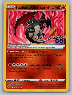 Radiant Charizard 011/078 Radiant Rare Pokemon GO Pokemon Near Mint - Image 1