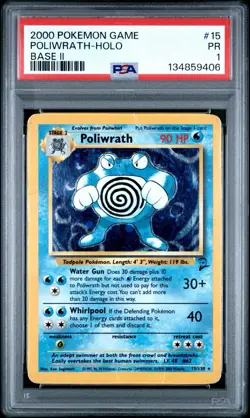 PSA 1 Base Set 2 II Poliwrath Holo Foil Rare 15/130 2000 Pokemon WoTC PR - Image 1