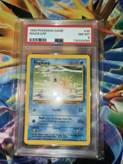 1999 POKEMON BASE SET UNLIMITED #35 MAGIKARP PSA 8 - Image 1