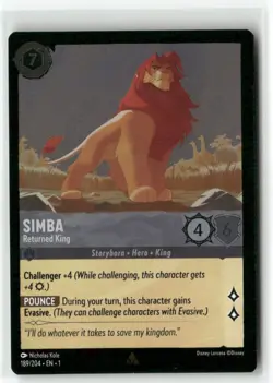 Simba 189/204 Returned King Foil The First Chapter Disney Lorcana TCG - Image 1