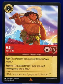 Disney Lorcana MAUI Hero to All 114/204 Super Rare EN 1 The First Chapter - Image 1