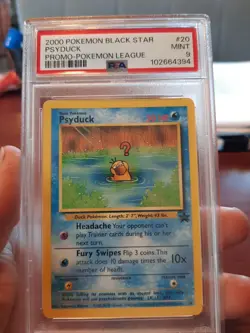 Psyduck Black Star Promo Psa 9 Mint 2000 Pokemon Card 20 League Play Duck Bird - Image 1
