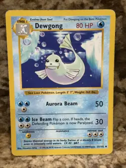 Shadowless Dewgong Pokemon Card 25/102 Base Set - LP - Image 1