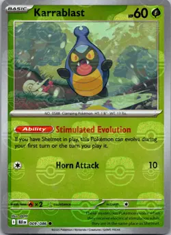 Karrablast (Master Ball Pattern) 009/086 Black Bolt Pokemon C NM/M - Image 1