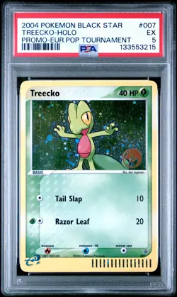 2004 POKEMON BLACK STAR PROMO EUROPEAN POP TOURNAMENT #007 TREECKO-HOLO PSA 5 - Image 1