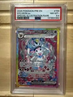 SYLVEON EX #156 - 2025 POKEMON PRISMATIC EVOLUTIONS SPECIAL ILLUST. RARE PSA 8.5 - Image 1