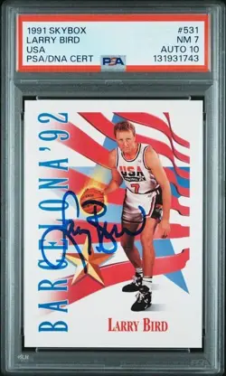 1991 Skybox USA #531 Larry Bird signed auto card PSA DNA 7 10 - Image 1