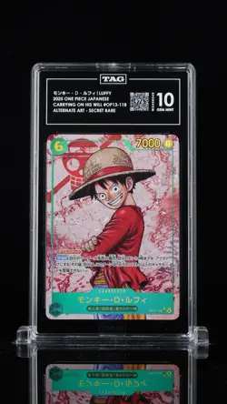 Monkey D Luffy #OP13-118 Alt Art One Piece Carrying on His Will Japan TAG 10 3a - Image 1