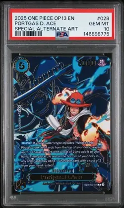 2025 ONE PIECE EN OP13-CARRYING ON HIS WILL #028 PORTGAS D. ACE PSA 10 - Image 1