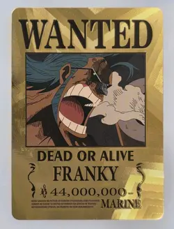 One Piece WANTED Franky Gold Foil Fan Art Collector Card TCG - Image 1