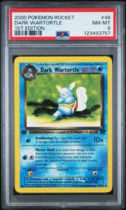 2000 Pokemon 1st Edition Rocket # 46 Dark Wartortle PSA 8 Card NM-MINT! NEW CERT - Image 1