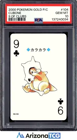 Pokemon 2000 Cubone 104 9 Of Clubs Gold Playing Card Japanese GEM MINT PSA 10 - Image 1
