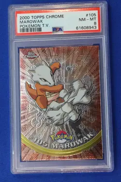 2000 Topps Chrome MAROWAK #105 POKEMON T.V. Trading Card PSA Graded NM-MT 8 RARE - Image 1