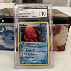 CGC 10 GEM MINT Octillery 2005 EX Unseen Forces 10/115 Holo Pokemon Card - Image 1