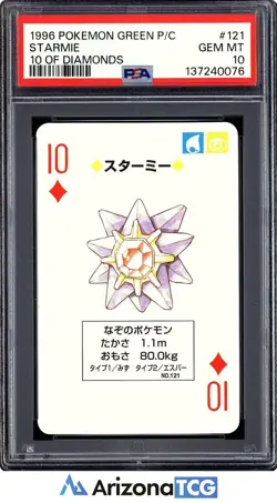 Pokemon 1996 Starmie 121 10 Of Diamonds Green Playing Card Japanese PSA 10 - Image 1