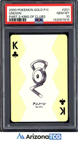 Pokemon 2000 Unown 201 King Of Clubs Pokemon Gold Playing Card Japanese PSA 10 - Image 1