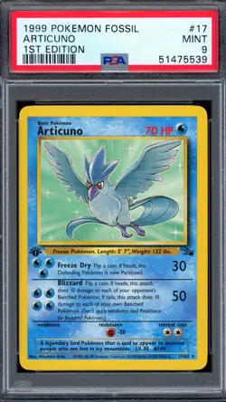PSA 9 Pokemon 1999 1st Edition Fossil Articuno Rare #17 - Image 1
