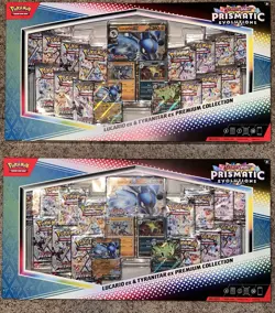 2x - Pokemon Prismatic Evolutions Lucario EX & Tyranitar EX Premium Collection - Image 1